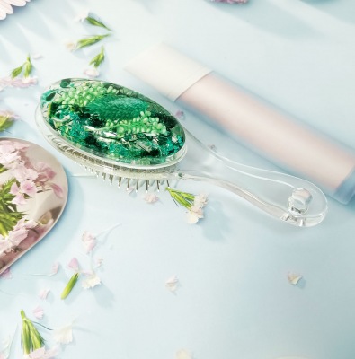 Acrylic Round Hair Brush Handy Leopard,Glass,Candle
